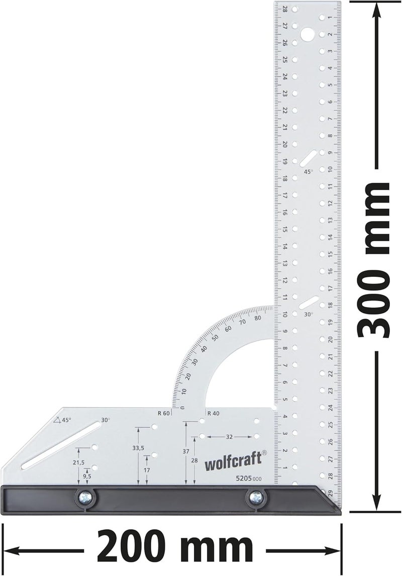 wolfcraft Universal Angle 5205000 Protractor with 300 mm Side Length for Precise Marking and Drawing - Image 4